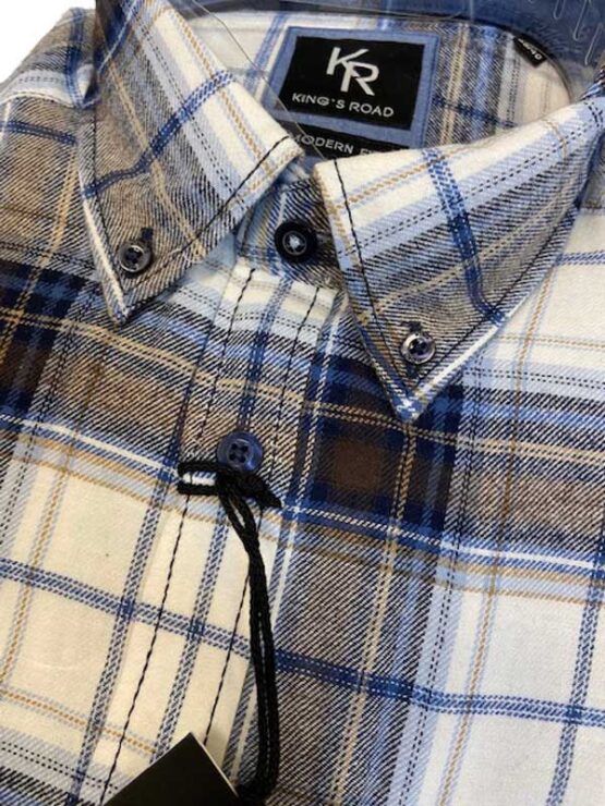 Shirt King's Road, Blauw Ruit, Zware Flannel – Bild 3