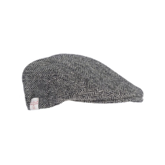 Flat Cap 601 Harris Tweed Grijs Visgraat – Bild 2