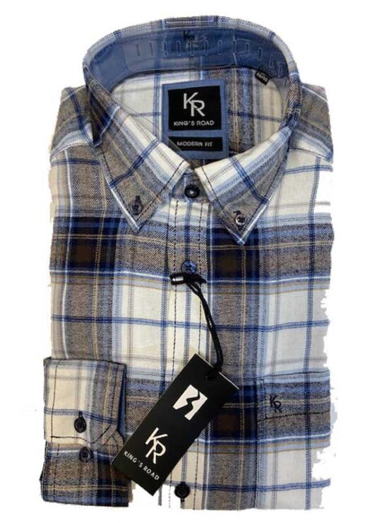 Shirt King's Road, Blauw Ruit, Zware Flannel