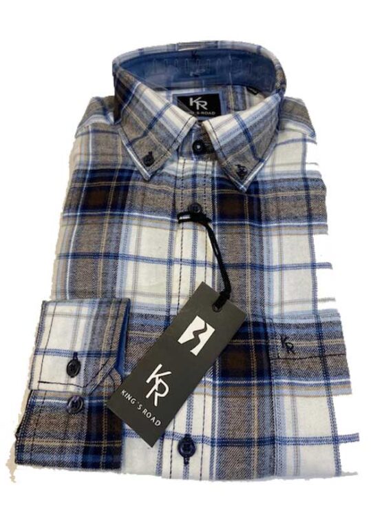 Shirt King's Road, Blauw Ruit, Zware Flannel – Bild 2