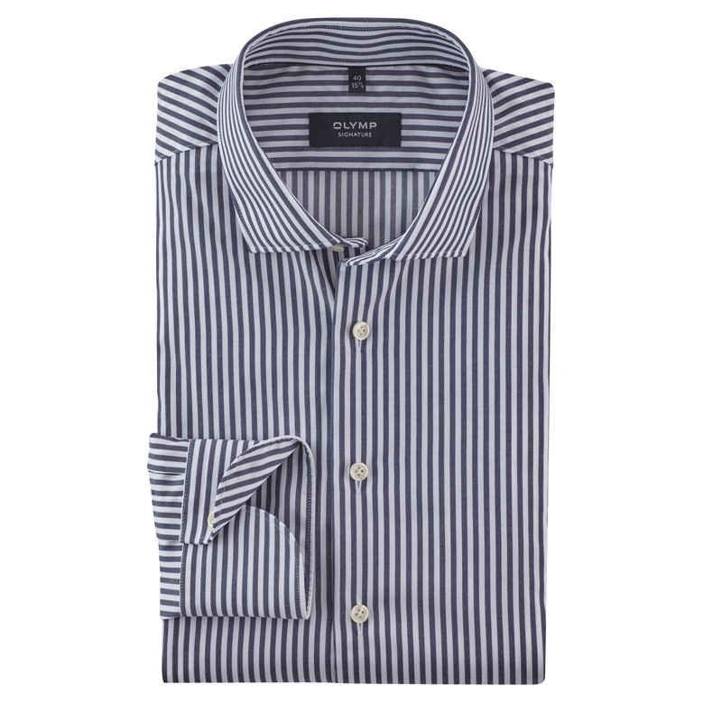 OLYMP_SIGNATURE__tailored_fit__Wit_Zwart_Gestreept