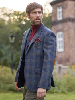 Harris Tweed Sakko ''London'' In Multi-Blue Tweed
