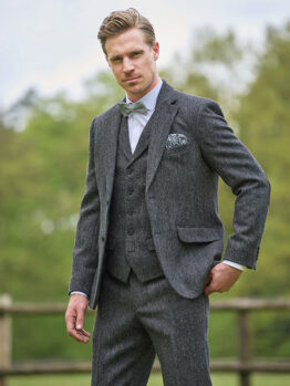 Harris Tweed Sakko ''London'' In Anthra Herringbone