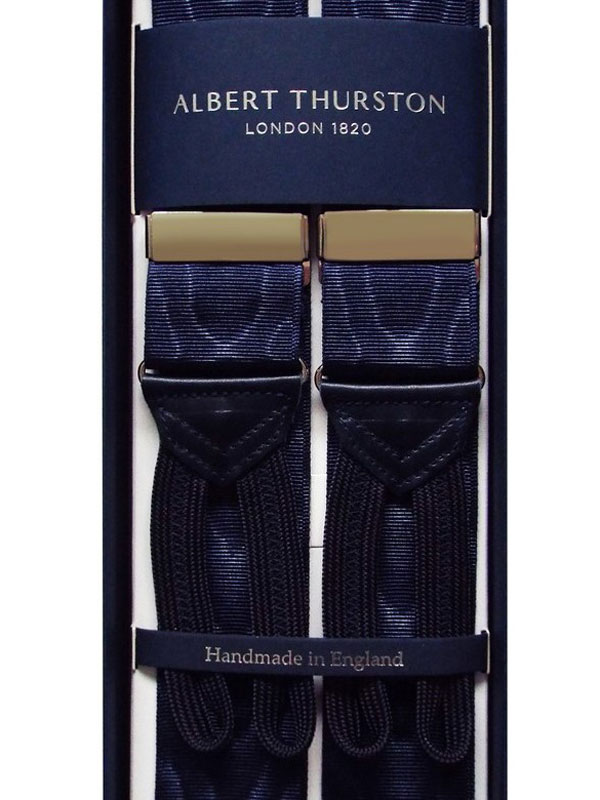 Bretels__Albert_Thurston_Navy_Moir__Bretels_met_Vlechtuiteinden