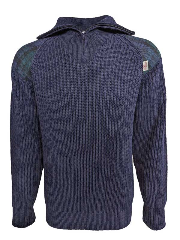 Zip_sweater_with_Harris_Tweed_patches_Navy