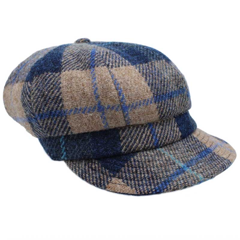 Harris_tweed_Ladies_Baker_Boy_Cap_Rosalie_Sand_Navy_Check