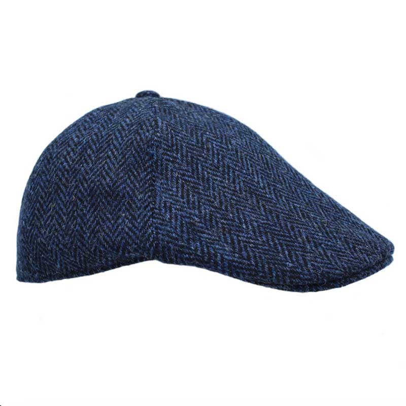 Harris_tweed_Duckbill_6_piece_Cap_Mallaig_Blue_Black_Herringbone