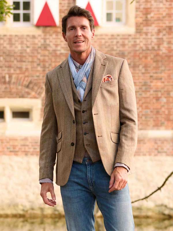 Zijden_Zomer_Jasje_London_In_Brown_Herringbone_With_Overcheck