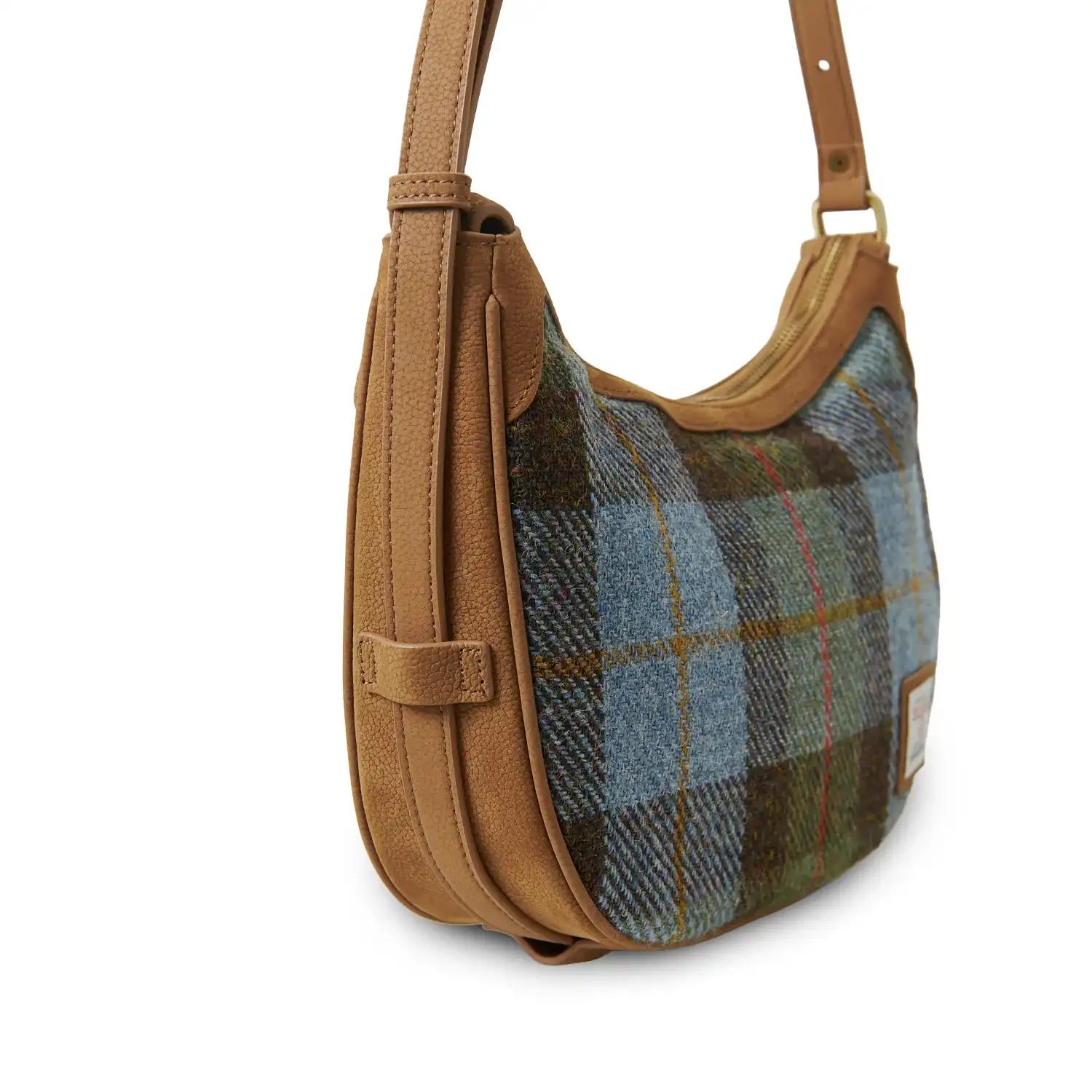 Harris Tweed Schultertasche, Modell Ellon, Islander, Kastanienblaues Tartanmuster – Bild 5