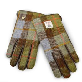 Herren Harris Tweed Handschuhe im Kastanienblauen Tartan
