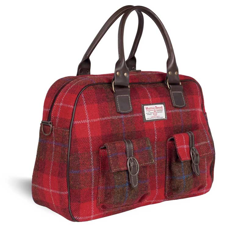 Harris_Tweed_Oxna_Travel_Bag_Red_Check
