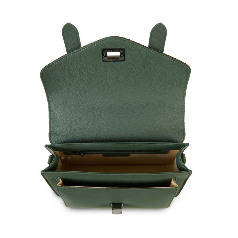 Harris Tweed Clutch, The Leather Medium Satchel, Islander, Dark Green Fischgrätmuster – Bild 5