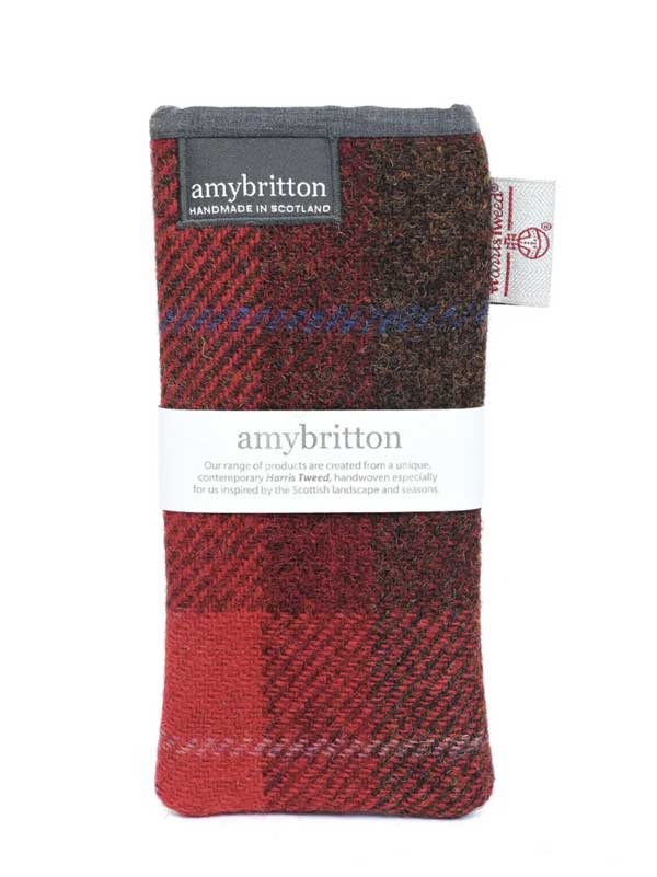 Harris_Tweed_Highland_Range_Glasses_Case_Red_Plaid