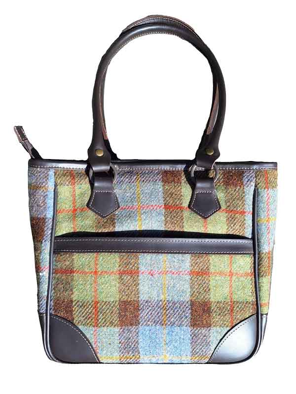 Harris Tweed Shire Henkeltasche – Grün-Blau Kariert – Bild 2